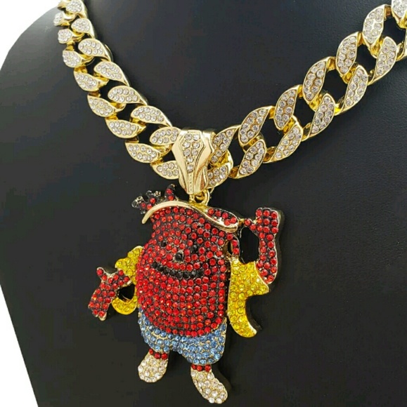 Hip Hop KOOL AID MAN w/ 18" Full Iced Cuban & 1 RO - Picture 3 of 3